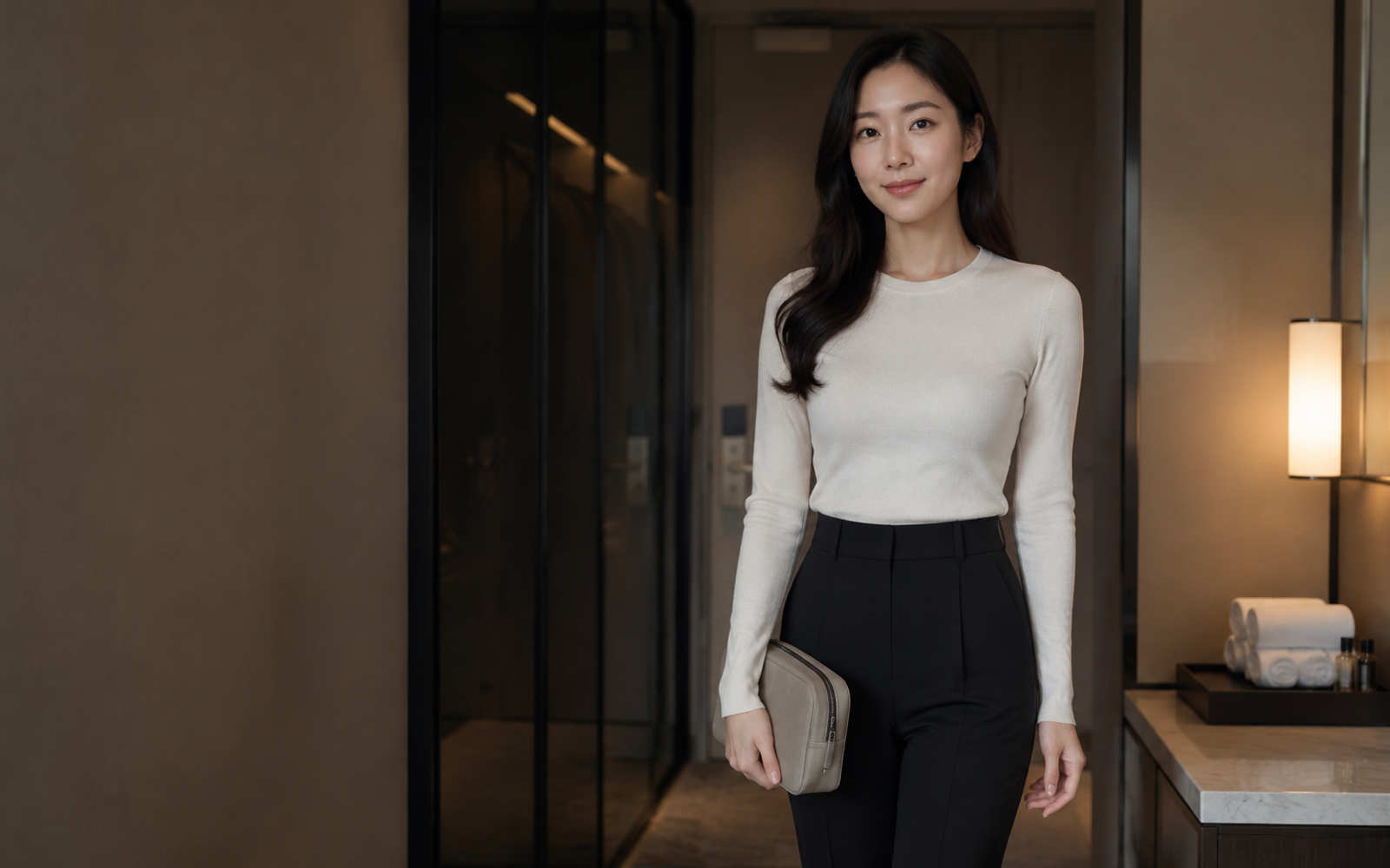 하남 방문 홈케어를 안내하는 젊은 성인 한국 여성 관리사